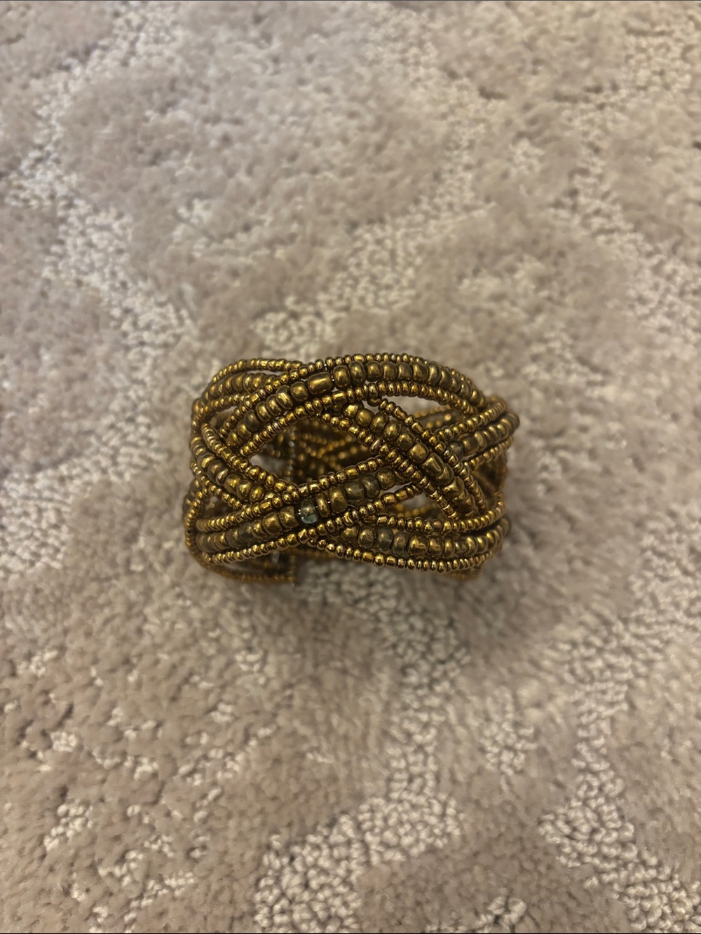 Gold Braided Beaded Cuff Bracelet - Women Jewelry